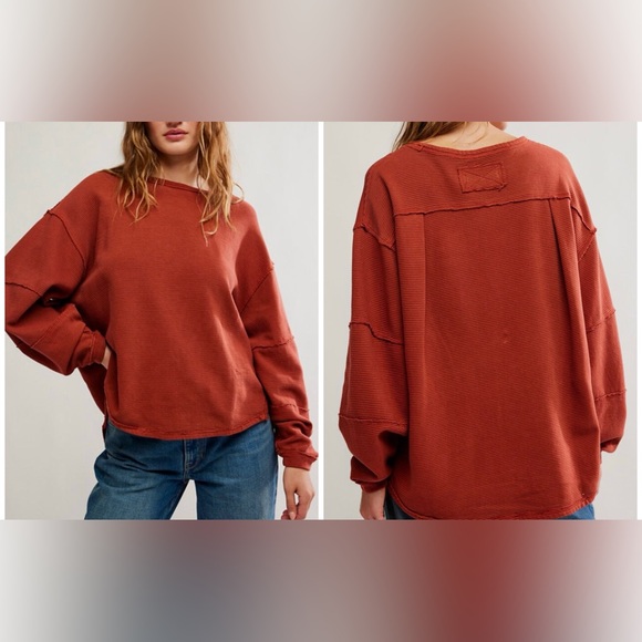 Free People Tops - NWOT Free People We The Free Total Eclipse Tee - spiced rum - XS